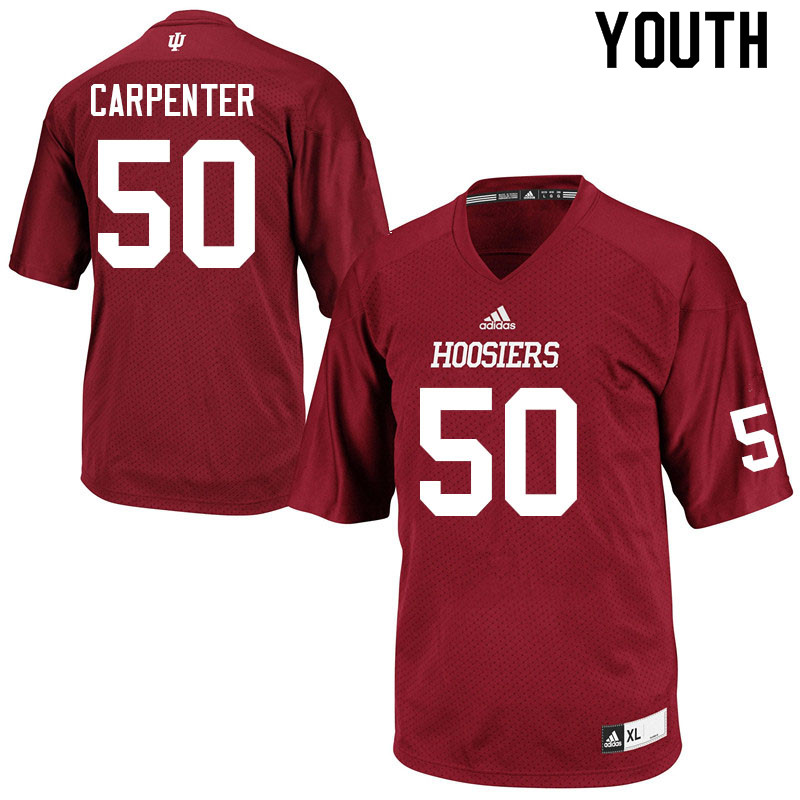Youth #50 Zach Carpenter Indiana Hoosiers College Football Jerseys Sale-Crimson Jersey